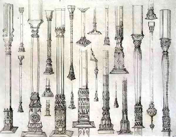 Persian and Turkish wooden column designs, from 'Art and Industry' Oil Painting by Jean Francois Albanis de Beaumont