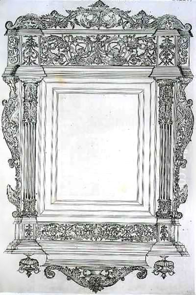 Carved wooden mirror frame, from 'Art and Industry' Oil Painting by Jean Francois Albanis de Beaumont