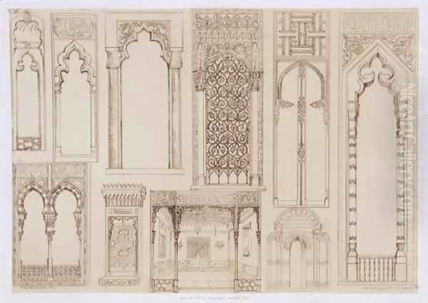 Islamic and Moorish design for shutters and divans, from 'Art and Industry' Oil Painting by Jean Francois Albanis de Beaumont