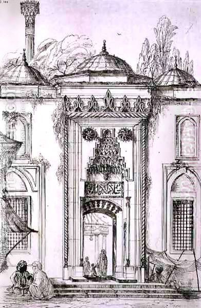 Entrance to the Mosque of Bayazid II, in Constantinople, from 'Art and Industry' Oil Painting by Jean Francois Albanis de Beaumont