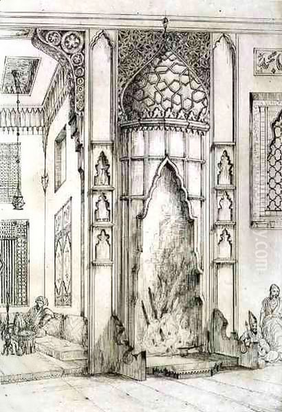 Fireplace in the Palace of the Seven Towers, in Isfahan, from 'Art and Industry' Oil Painting by Jean Francois Albanis de Beaumont