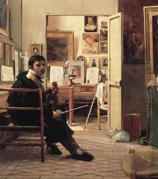 The Studio of Ingres in Rome Oil Painting by Jean Alaux