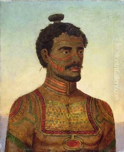 Man of the island of Nukahiwa (Nuka Hiva), Marquesas group Oil Painting by H Ainsworth