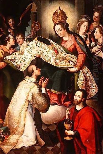 Presentation of the Cope to St. Ildefonsus Oil Painting by Diego de (the Younger) Aguilar