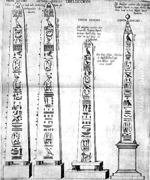 Egyptian obelisks with hieroglyphics Oil Painting by Nicolaus van Aelst