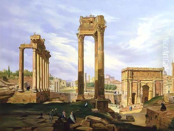 View of the Roman Forum Oil Painting by Jodocus Sebasiaen Adeele