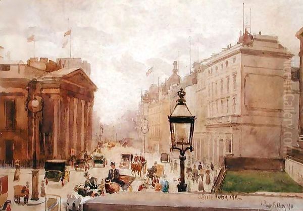 Pall Mall from the National Gallery, with a view of the Royal College of Physicians Oil Painting by Joseph Poole Addey