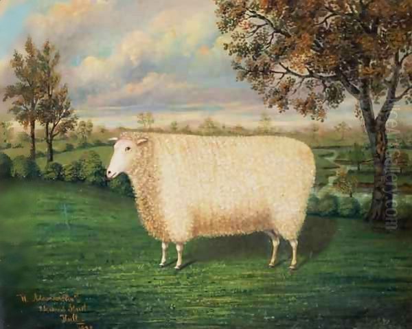 A Prize Sheep of the Old Lincoln Breed Oil Painting by W. Adamson