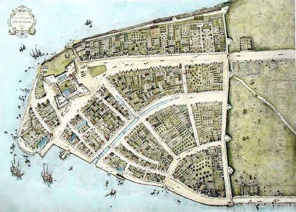 Redraft of The Castello Plan, New Amsterdam in 1660 Oil Painting by John Wolcott Adams