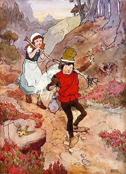 Jack and Jill, illustration from 'The Beautiful Book of Nursery Rhymes, Stories and Pictures' Oil Painting by Frank Adams