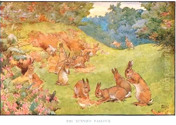 The Bunnies Parlour, illustration from 'Country Days and Country Ways' Oil Painting by Frank Adams