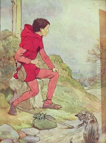 Dick Whittington on his way to London from 'My Nursery Story Book' Oil Painting by Frank Adams