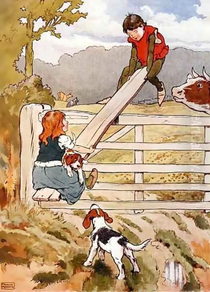 See-Saw Marjorie-Daw, illustration from 'The Beautiful Book of Nursery Rhymes, Stories and Pictures' Oil Painting by Frank Adams