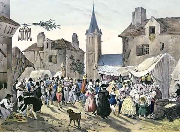 Local fetes around Paris 2 Oil Painting by Victor Adam