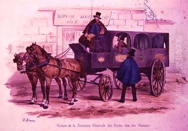 Carriage belonging to the Post Office Headquarters, also known as 'The Postmen's Carriage' Oil Painting by V. Adam