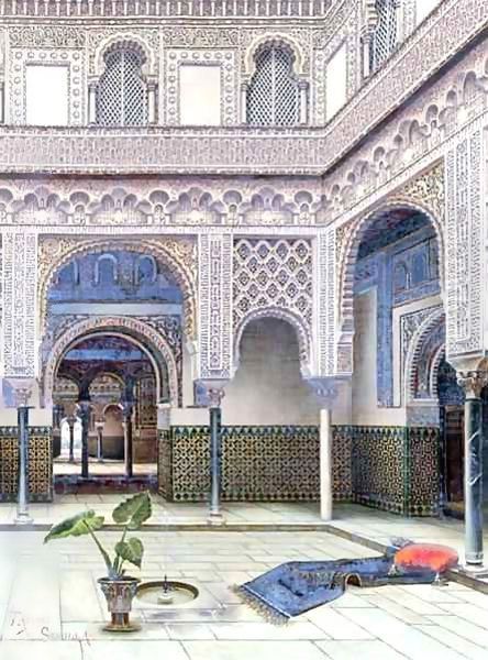 Interior of a palace, Seville Oil Painting by Tomas Aceves