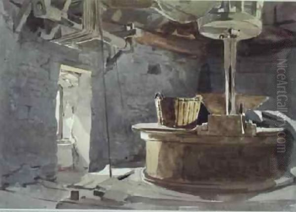 The upper floor of the windmill on the battlefield of Crecy Oil Painting by John Absolon