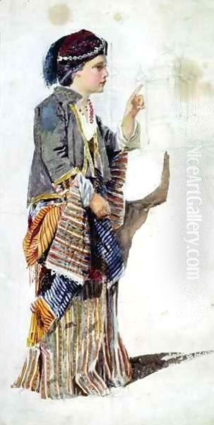 Figure of a girl in Turkish costume Oil Painting by John Absolon