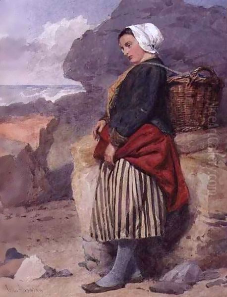 A Boulogne fisher-girl Oil Painting by John Absolon