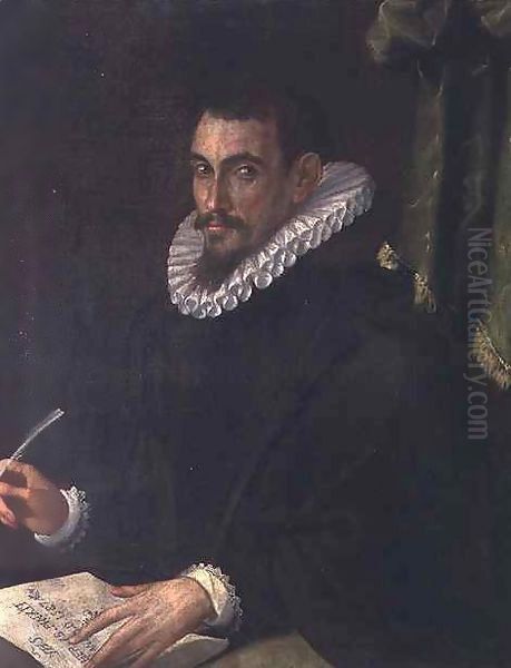 Portrait of a Scholar (Giacomo Castelvetro) Oil Painting by Ercole dell' Abbate