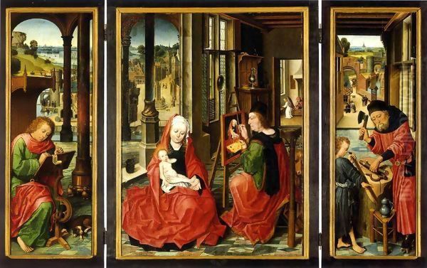 Saint Luke Triptych Oil Painting by Derick Baegert