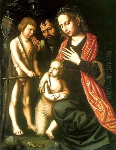 Holy Family with St John the Baptist as a Child Oil Painting by Ambrosius Benson