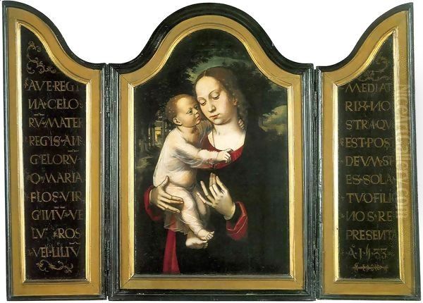 Triptych of Madonna with Child Oil Painting by Ambrosius Benson