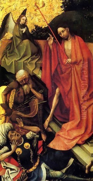 Triptych with the Entombment of Christ, right wing, detail Oil Painting by Robert Campin