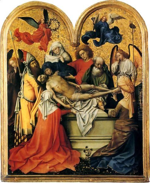 Triptych with the Entombment of Christ, central panel Oil Painting by Robert Campin