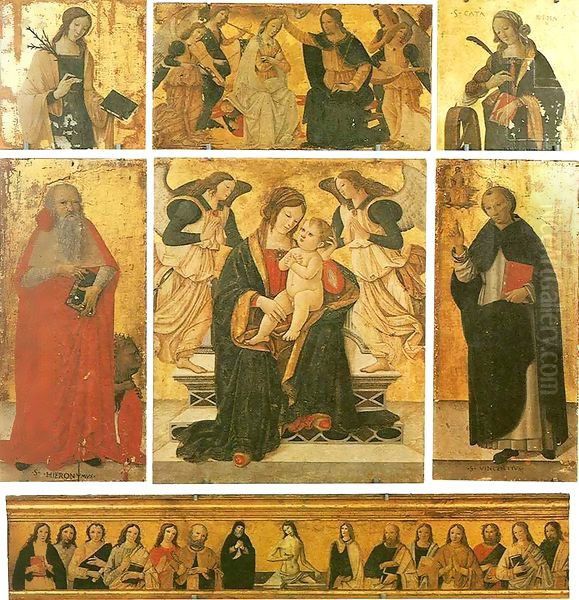 Madonna and Child with Angels and Saints Oil Painting by Cristoforo Faffeo