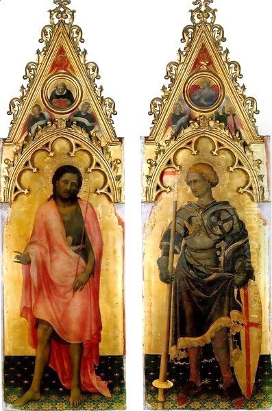 Polyptych Quaratesi St John the Baptist and St George Oil Painting by Gentile Da Fabriano