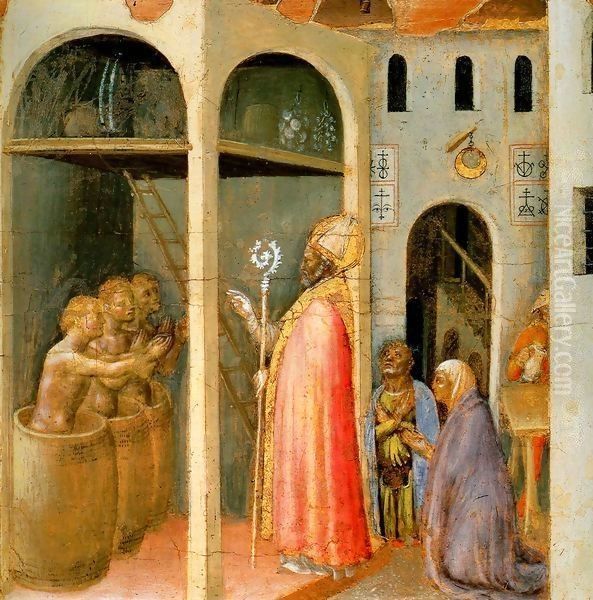 Polyptych Quartesi St Nicholas in Salamoia Oil Painting by Gentile Da Fabriano