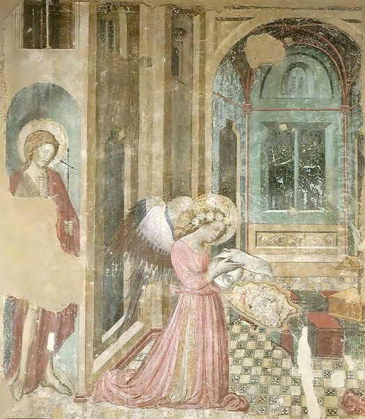 Saint John the Baptist and Angel of Annunciation Oil Painting by Giovanni da Gaeta