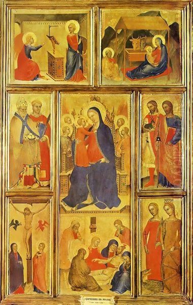 Virgin and Child Enthroned Oil Painting by Giovanni Da Milano