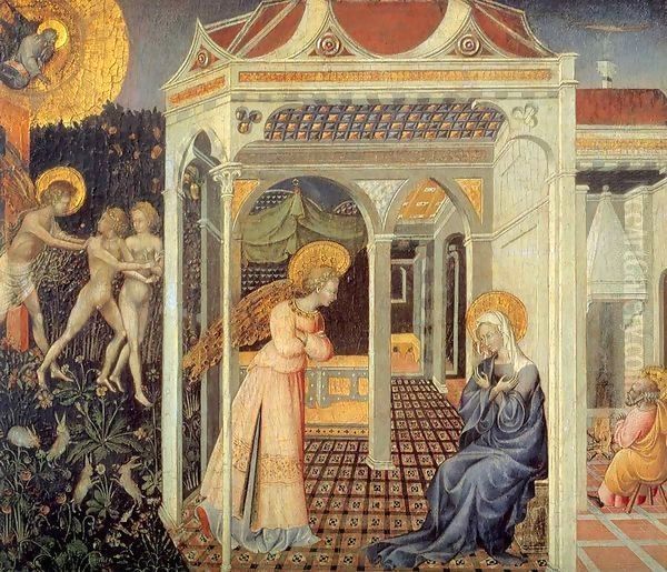 Annunciation and the Expulsion from the Paradise Oil Painting by Giovanni di Paolo