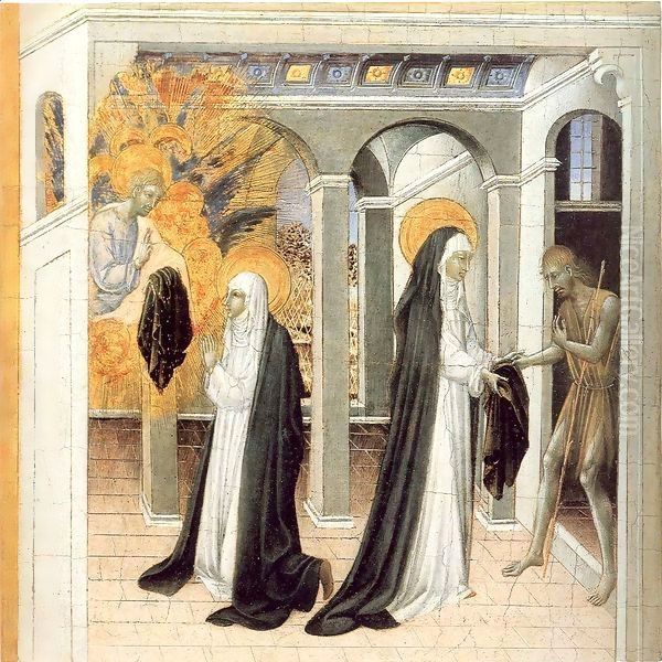 Saint Catherine and a Beggar Oil Painting by Giovanni di Paolo