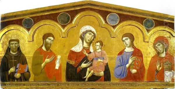 Madonna and Child with Saints Oil Painting by Guido Da Siena