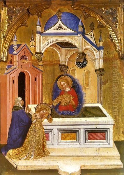 Saint Lucy at the Sepulcher of Saint Agatha Oil Painting by Jacobello Del Fiore