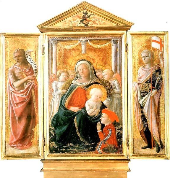 Madonna of Humility with Angels and Donor Oil Painting by Fra Filippo Lippi