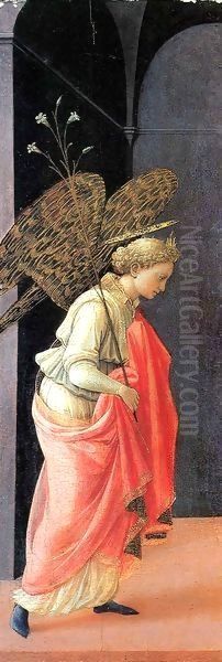 Annunciation, left wing Oil Painting by Fra Filippo Lippi