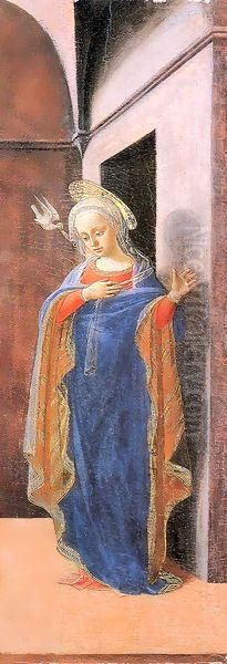 Annunciation, right wing Oil Painting by Fra Filippo Lippi