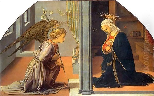 Annunciation 2 Oil Painting by Fra Filippo Lippi