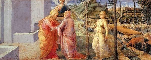 Meeting of Joachim and Anna at the Golden Gate Oil Painting by Fra Filippo Lippi