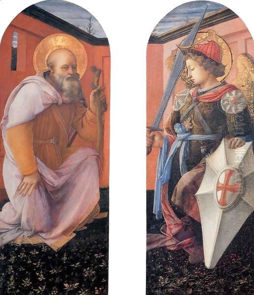 St Anthony Abbot and St Michael Oil Painting by Fra Filippo Lippi