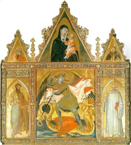 Altarpiece with Saint Michael Oil Painting by Ambrogio Lorenzetti