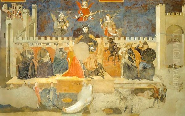 Bad Government, detail Oil Painting by Ambrogio Lorenzetti