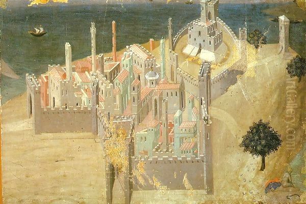 Castle on the Lake Oil Painting by Ambrogio Lorenzetti