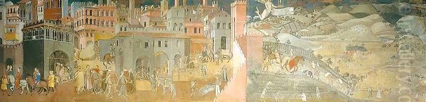 Effects of Good Government 2 Oil Painting by Ambrogio Lorenzetti