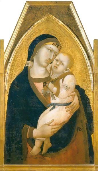 Madonna and Child Clutching a Goldfinch Oil Painting by Ambrogio Lorenzetti