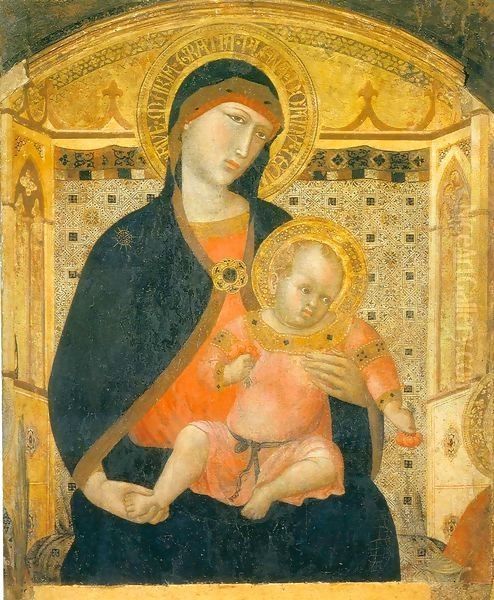 Madonna and Child with Cherries Oil Painting by Ambrogio Lorenzetti